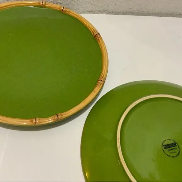 Set of (2) - Target Ipanema Bamboo - 11" Green Round Dinner Plates - G17